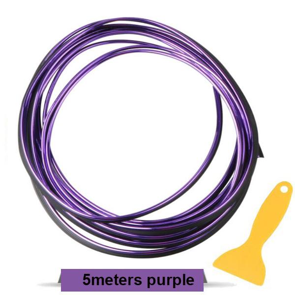 

5M Flexible Car Interior Dashboard Moulding Trim Strip Decoration Door Edge Gap Air Vent Strip With Scraper фіолетовий