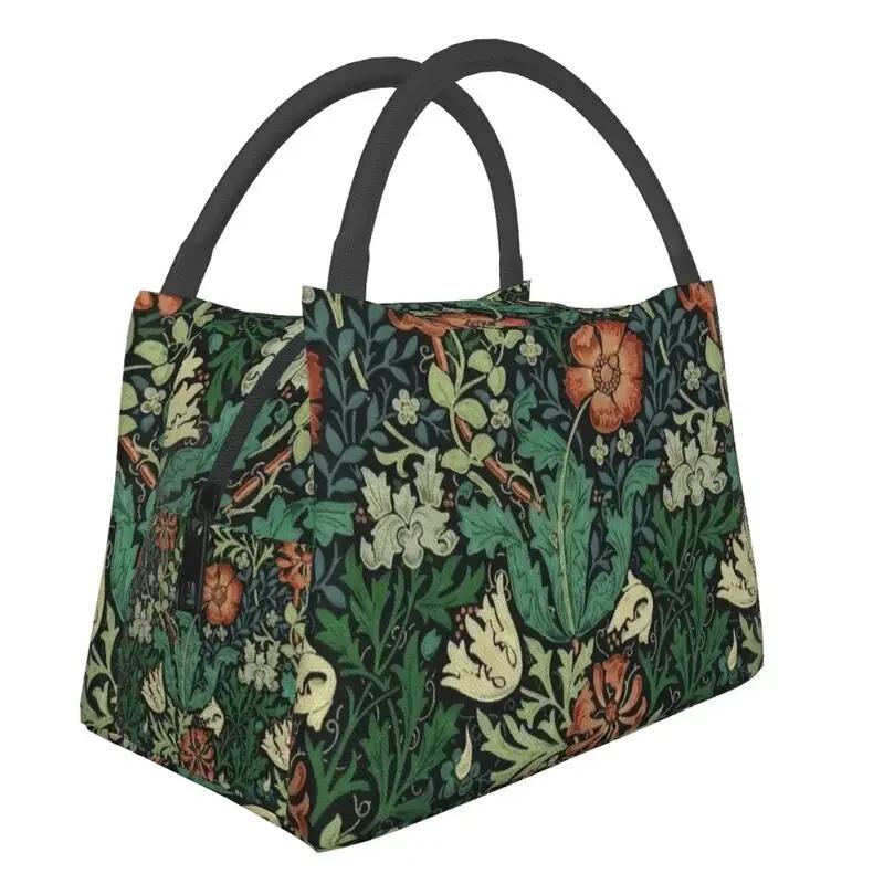 William Morris Insulated Lunch Bag for Women Portable Snakeshead Cooler Thermal Lunch Box Beach Camping Travel Shoulder Bag