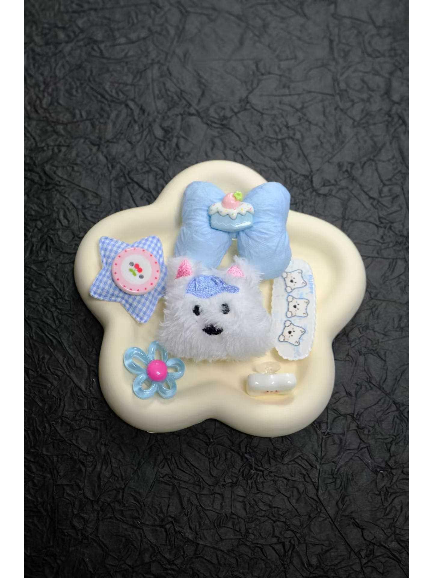 

Плюшевые туфли-клоги с синими бантами в стиле вест-хайленд, цветы и съемные пряжки - аксессуары для обуви своими руками