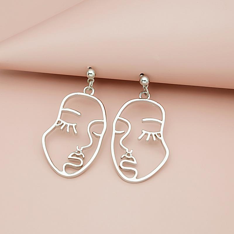 

Production Of Face Contour Women S Temperament Earrings Women S Metal Earrings Gold Temperament Hong Kong Style Earrings Women