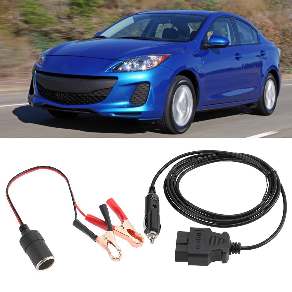 OBD II Vehicle ECU Emergency 12V Power Supply Cable Memory Saver with Clip