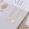 Korean Hexagram Inlaid Diamond Titanium Steel Necklace with Shell Pendant