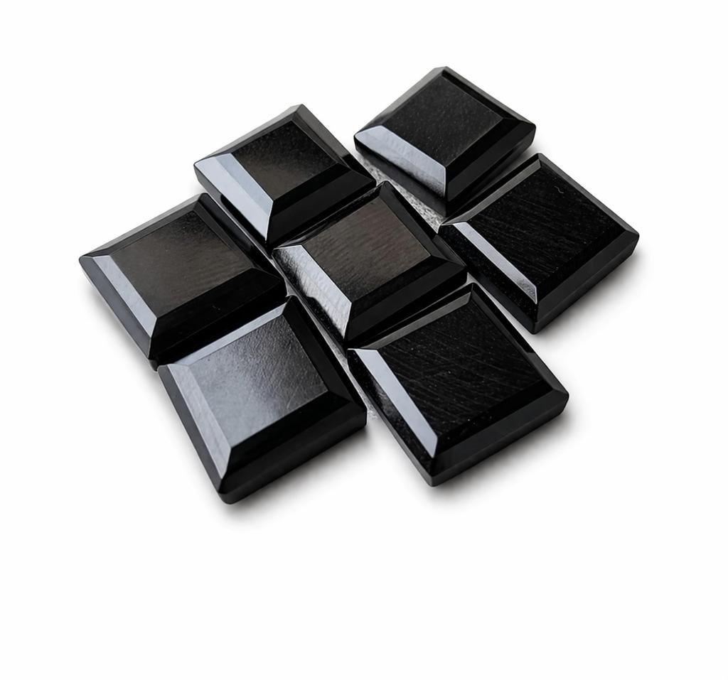 AAA Black Onyx Square Gemstone Tablet Cut Calibrated Loose Stone Natural Onyx Cabochon for Jewelry Making Minimalist Jewelry Supply
