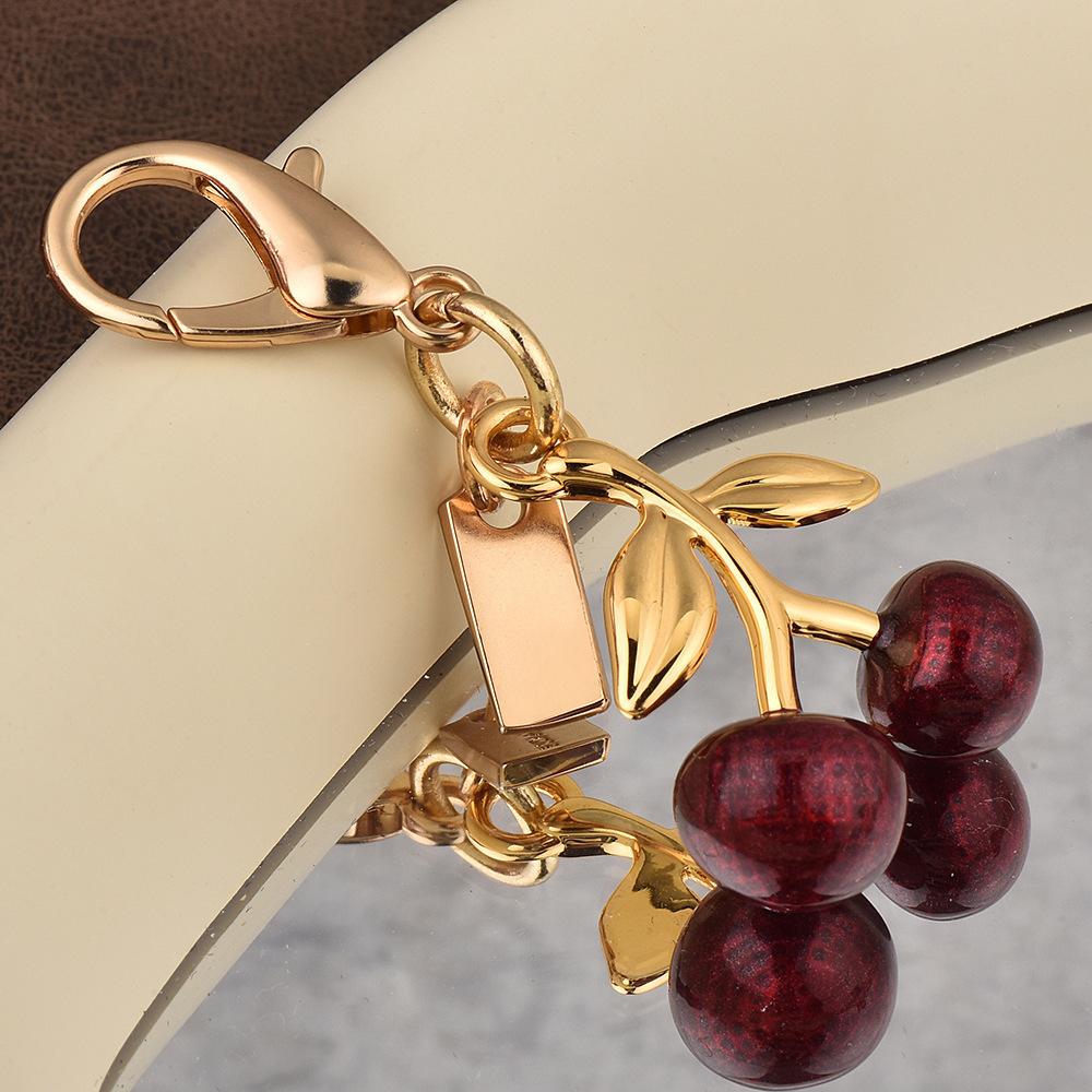 1Pc High-quality Alloy Keychains Pendant Golden Bear Flower Cherry Charms Lobster Clasp Badge Holder Car Keys DIY Accessories