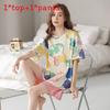 Casual Cotton Shorts And Shirt Set For Women Summer Lounge Sleepwear Comfortable And Breathable