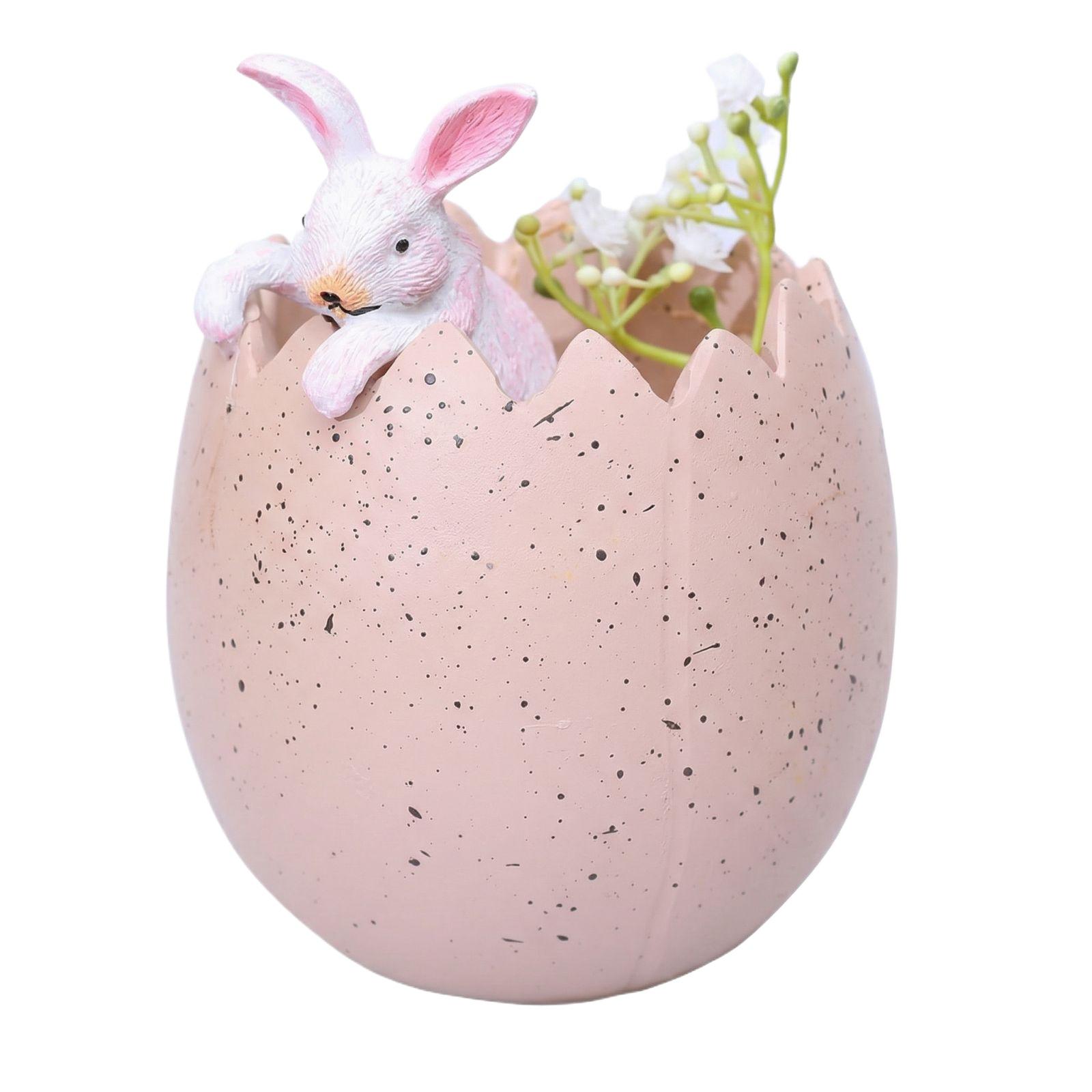 

New Cross-border Easter Cute Home Flower Pot Bunny Creative Resin Ornament One Size розовый