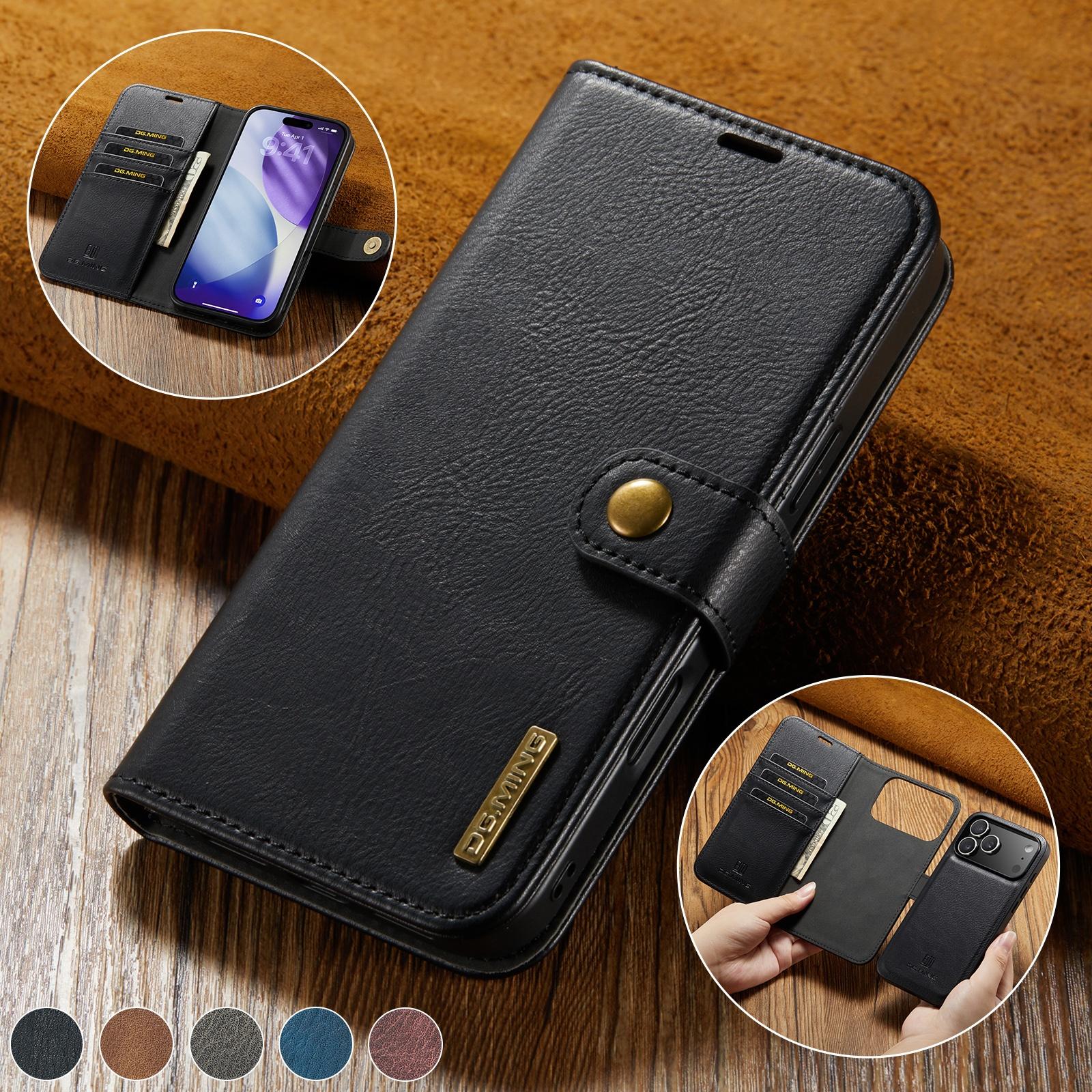 

2 in 1 Leather Phone Case for IPhone 16 Pro Max 16E 17 Air 15 Plus 14 13 Mini 12 11 Xs Xr 7 8 Se 2 Magnetic Buckle Card Wallet iPhone 14 чёрный