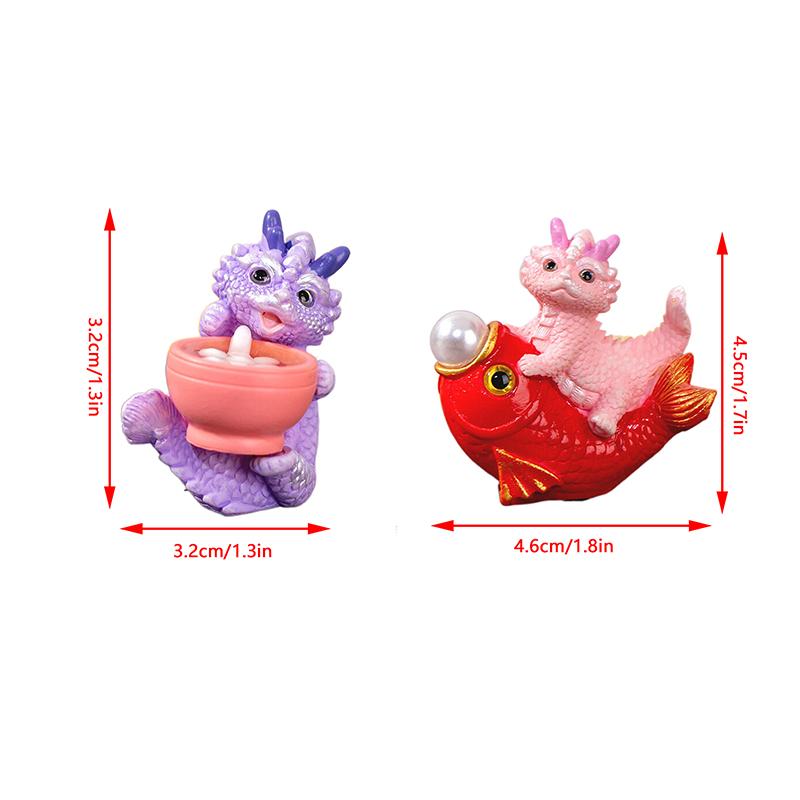 Cute Mini Dragon Figurine 2023 Year Of The Dragon Ornament Micro Landscape Decoration Dollhouse Miniature Toy