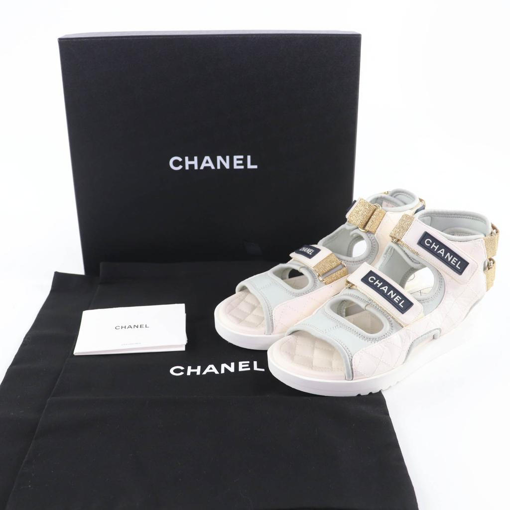 Very Good CHANEL COCO Mark Sport Sandals In Leather 37 21P G37231 Used