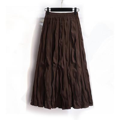 New Artistic Retro Skirt Women'S Texture Versatile Pleated Skirt A- Line Skirt Mid-Length Base