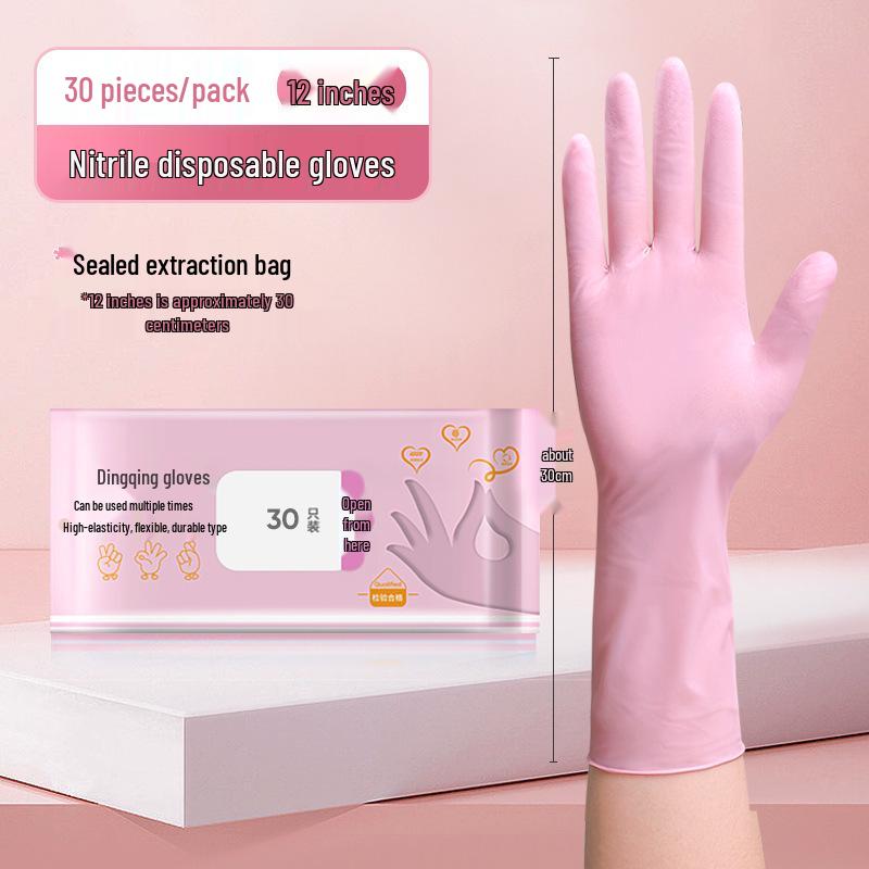 Durable Food-Grade Disposable Nitrile Dishwashing Gloves for Household and Kitchen Cleaning