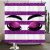 Girly Shiny Purple Eyelash Makeup Shower Curtain Bath Curtain Set Polyester Bathroom Curtain Eye Lash Home Decor With Hooks