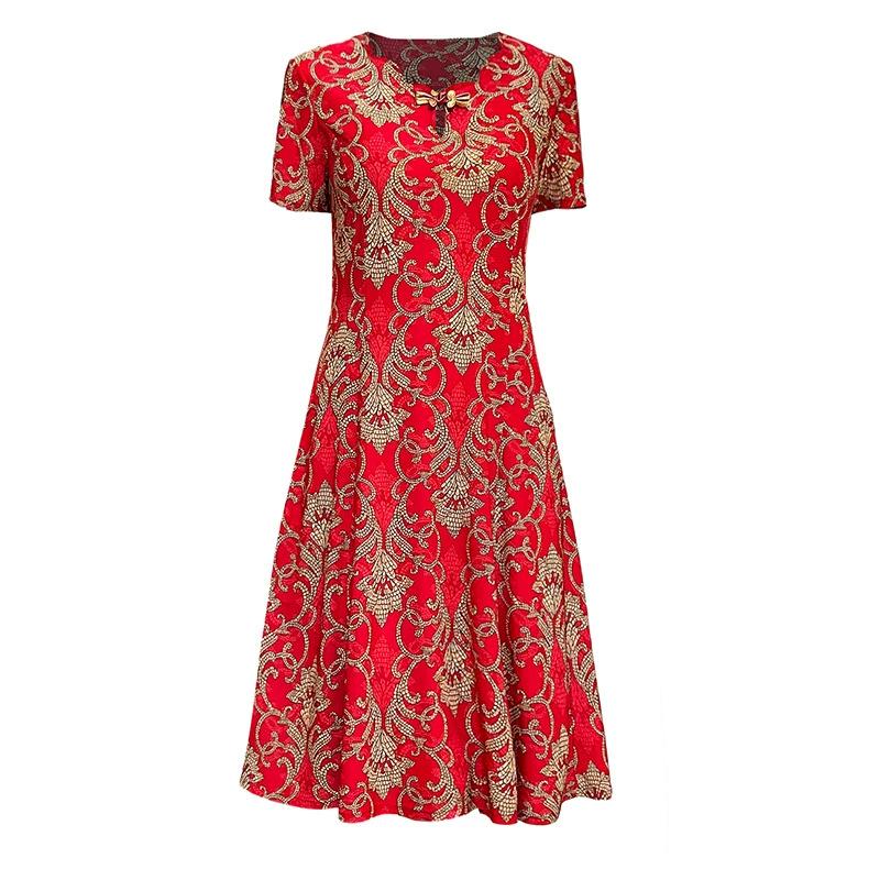 Robe cheongsam d'été fine pour femme, jupe élégante de style chinois à manches courtes, pour femme d'âge moyen