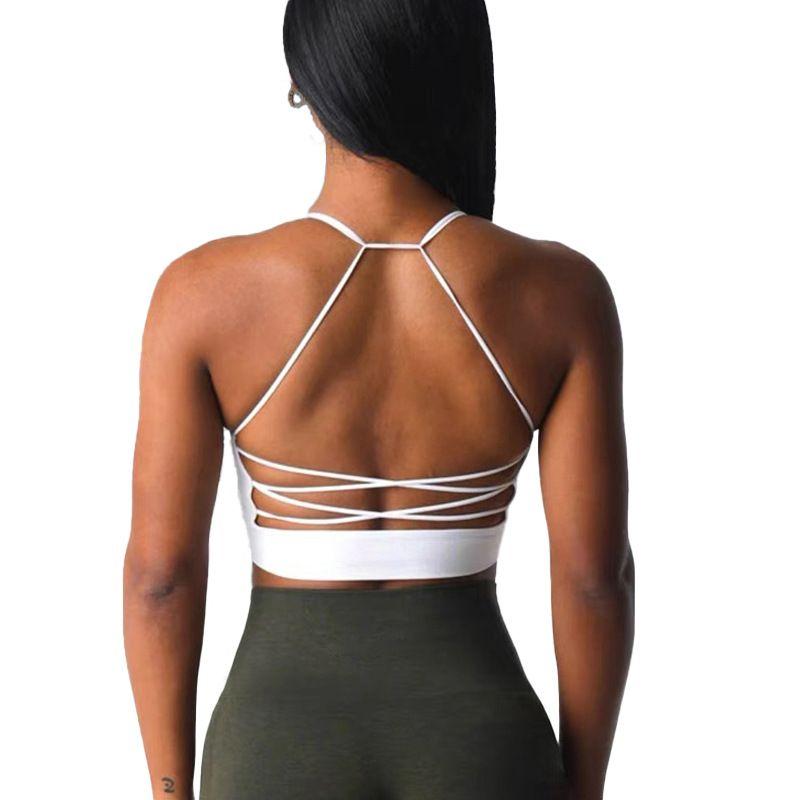 

2024 Fashion Yoga Vest Women s with Chest Pad Beauty Back High Elastic Quick-Drying Running Workout Underwear Dance Sports Bra White M75BC