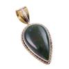 Natural Bloodstone Gemstone 925 Solid Sterling Silver TwoTone Pendant 1.50" D2M16