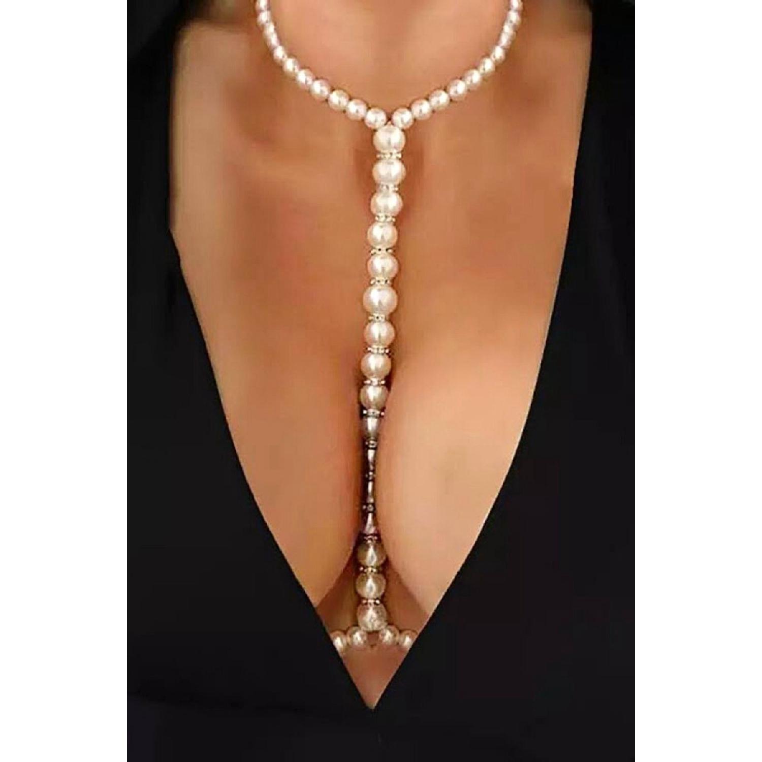 

Кронштейн для украшений для тела с жемчугом и низкой огранкой, серебро