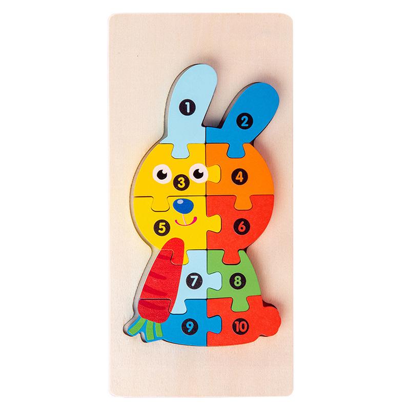 3D Wooden Buckle Puzzle: Educational Toy for Early Learning - Numbers, Transportation, and Animal Blocks