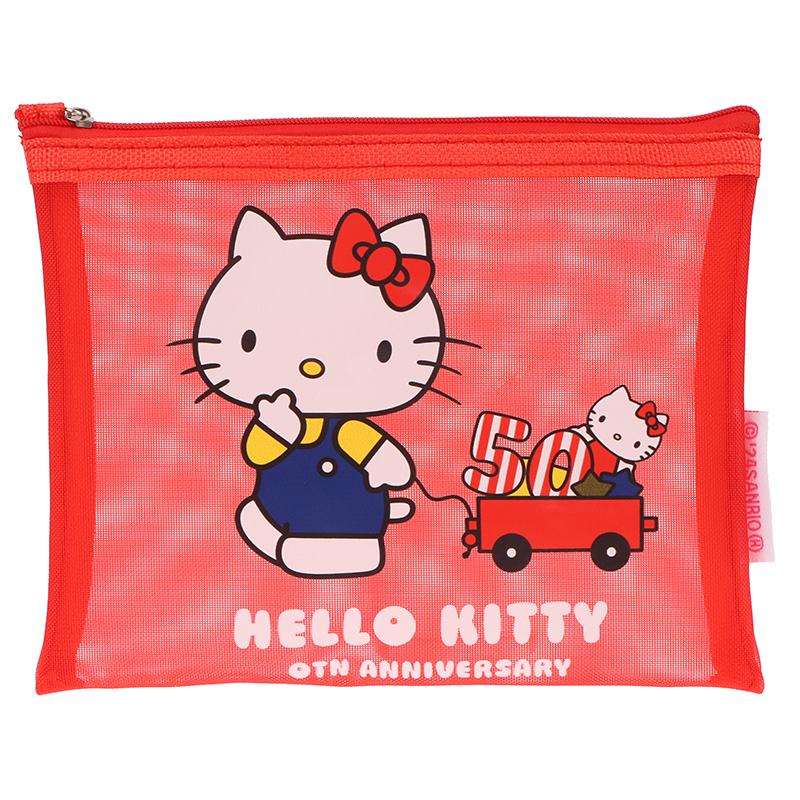 Hello Kitty Transparent Mesh Cosmetic Bag Sanrio Kt Cat Makeup Bag Travel Clutch Bag Sundry Storage Bag