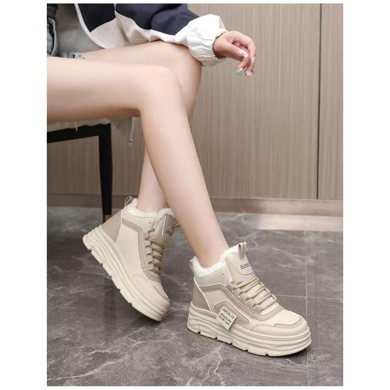 Women Casual Winter Warm Plush Lined Thick Sole Mid Top Snow Boots