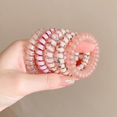 5 stuks kleurrijke telefoondraad haar ring meisjes traceless springs elastische haarbanden voor vrouwen hoofdtooi haarelastiekjes elastiekjes