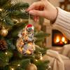 Decorative Animal Figurines for Home Christmas Hanging Ornaments with Lanyard, Cute Double Sided Pendant 2026 Holiday Tree Pendants Santa Hat, 2D Flat