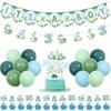 Kreatwow Dinosaur Baby Shower Decorations for Boy - Blue Green Its A Boy Banner, Garland, Hatching Soon Cake Topper, Rawr Decor, Themed Balloons for