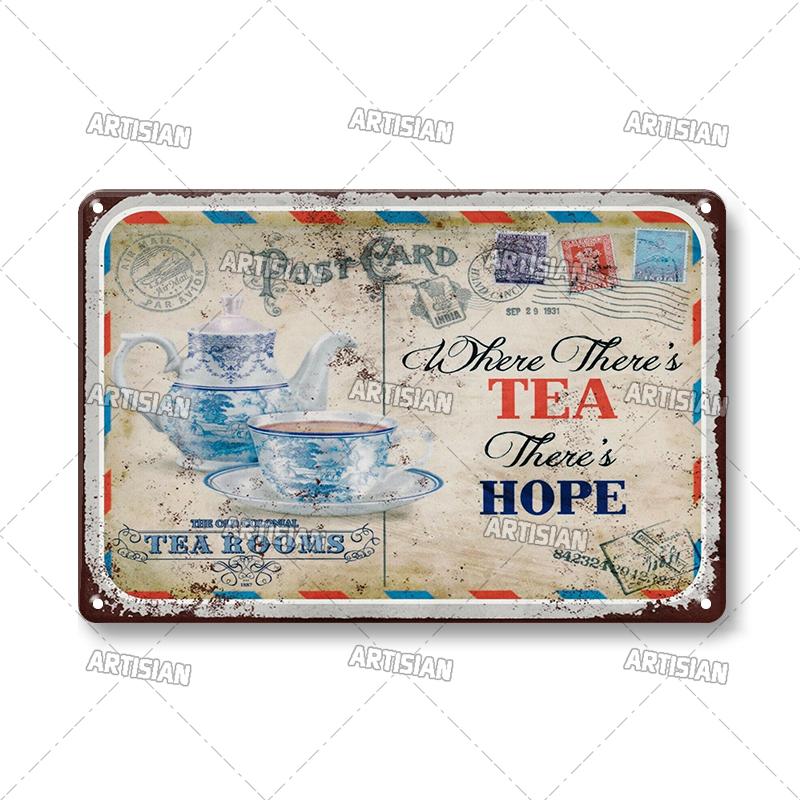 Vintage Coffee Metal Tin Sign Decorative Plate Retro Tea Time Metal Poster Home Bar Cafe Indutrial Decor Old Wall Metal Signs