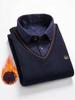 Middle-aged Men's Warm Knitted Sweater - Fake Two-Piece, Plus Velvet, Thick Long Sleeve Winter Outfit for Dad