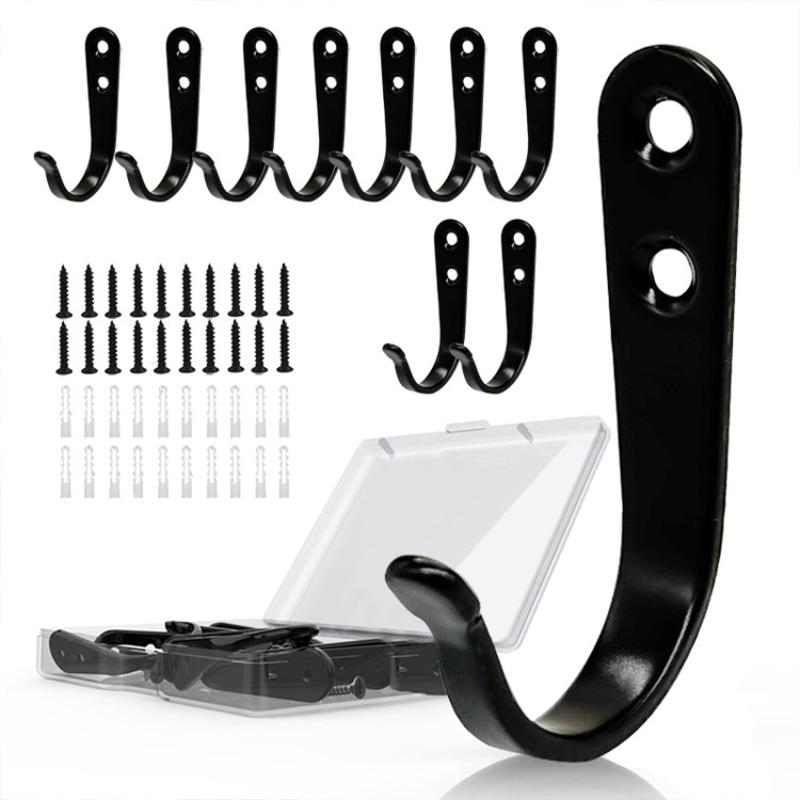 Durable Iron Coat Hooks Set of 5/10 Wall Mounted with Rust Proof Screws for Home Office
