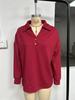 2025 European Fashion V-neck Button Waffle Knit Loose Pullover Long Sleeve Top