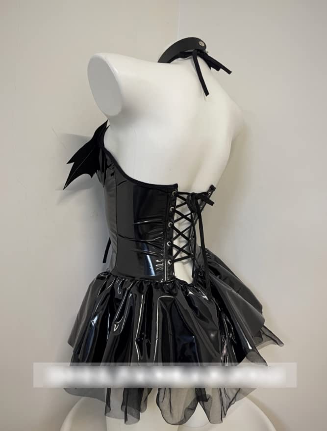 [Lavender] Exquisite Charming Sexy Halloween Christmas PU Leather Devil Black (Bust: 105cm or less, Weight: 37.5kg-58kg)