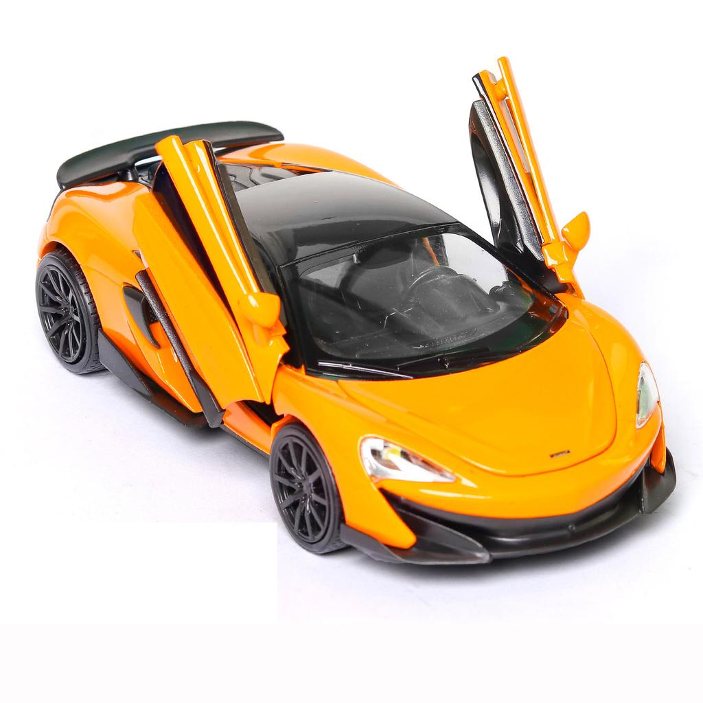 1:McLaren 600LT metallbilmodell i 32 skala, tilbaketrekkbare biler med lyd og lysdioder, Diecast billekebiler, bursdagsgave til gutter og jenter