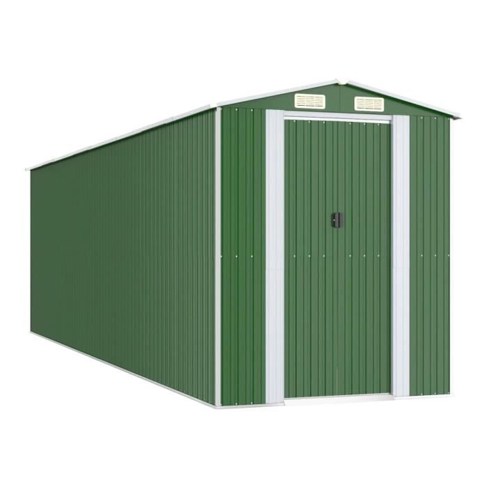 3147433 vidaXL Garden Shed Green 192x689x223 Cm Galvanized Steel