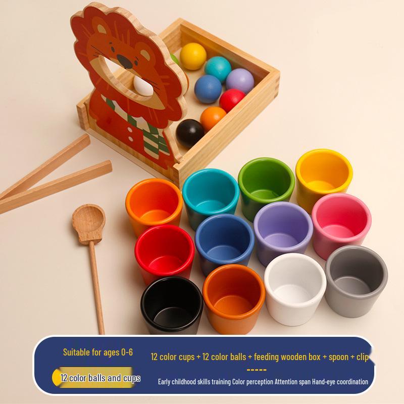12-Color Educational Sorting Game for Kids: Balls and Cups Focus Toy