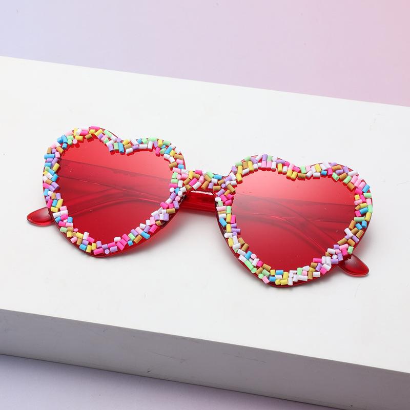 

Love Peach Heart Borderless All-In-One Fashion Sunglasses Party Party Party Personality Funny Glasses Candy-Colored Sunglasses красный