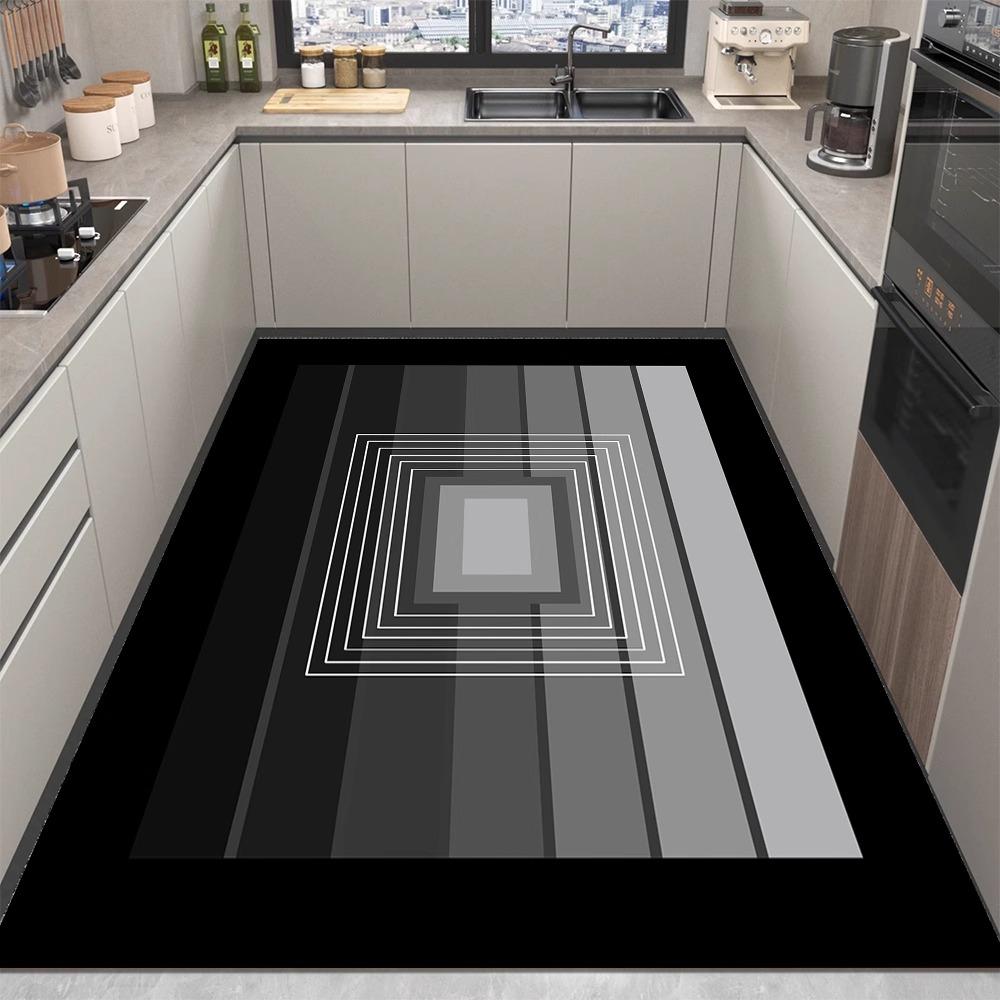 Modern Stripe Print Rug Non-slip Kitchen Floor Mats Living Room Coffee Table Mat Washable Carpet for Living Room Bedroom Decor