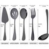 5Pcs Black Cutlery Serving Utensils Dinnerware Set Buffet Catering Flatware Serving Colander Spoons Fork Silverware Set