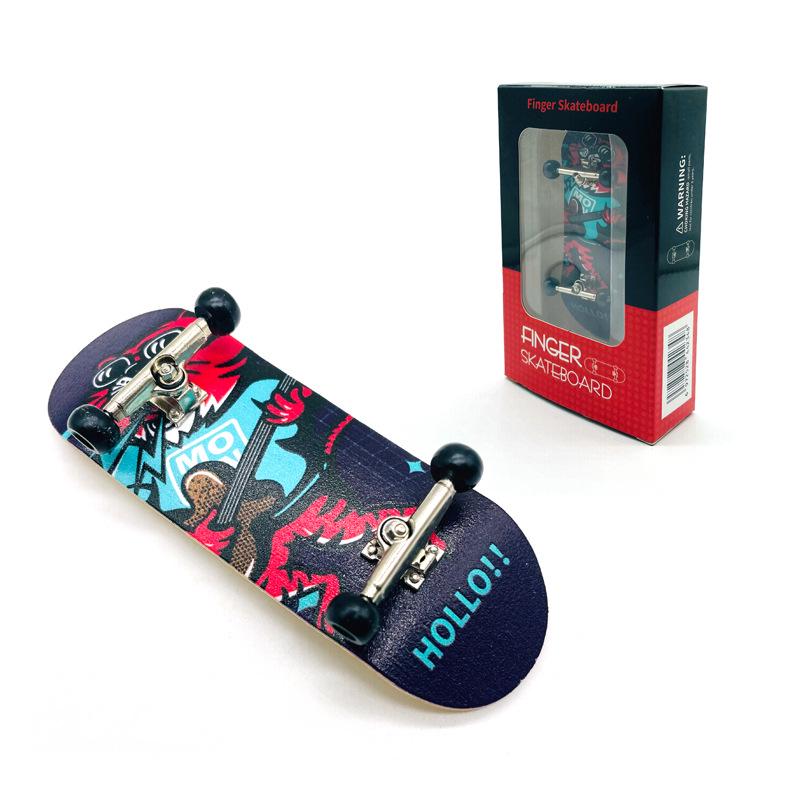 Maple Finger Skateboard with Bearings and Wheels - Mini Double Rocker Board for Kids' Creative Play