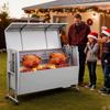 Rotisserie Grill, 38W BBQ Outdoor Pig & Lamb Spit Roaster, Charcoal Spit Roaster with 60 Kg Capacity, Wheels & 4-Level Height, Stainless Steel