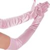 Korean Women Christmas White Wedding Dress Long Satin Elastic Etiquette Gloves Summer Sunscreen UV Full Finger Driving Glove K14