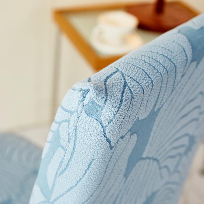 1pc Solid Color Jacquard Dining Chair Covers Elastic Non-slip Dining Seat Slipcovers Anti-dirt Dustproof Chair Cases for Wedding