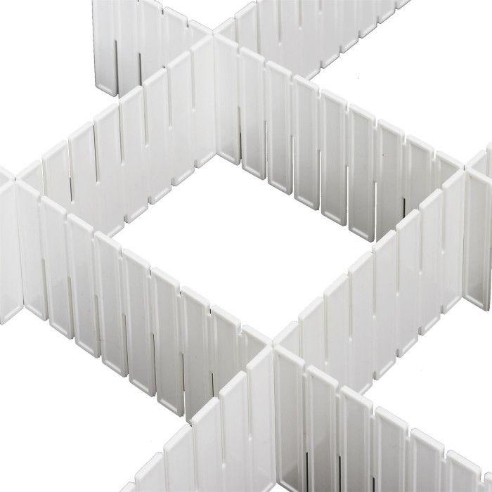 Lot de 6 Séparateurs de Tiroir "Languettes" 45cm Blanc