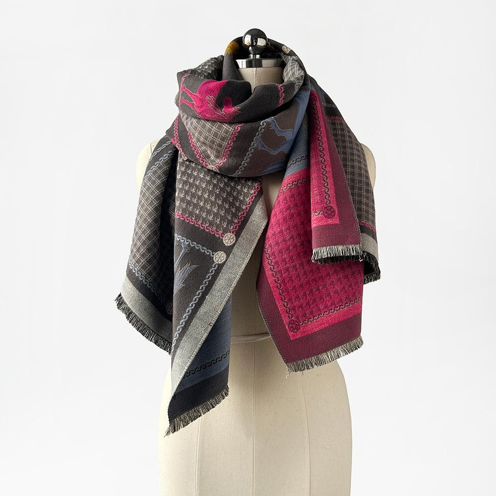 Fashion style big shawl autumn and winter women wool scarf warm shawl simple versatile thickened scarf