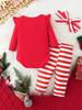 Alphabet Print Baby Romper Set - Bow Pants Two-Piece Outfit