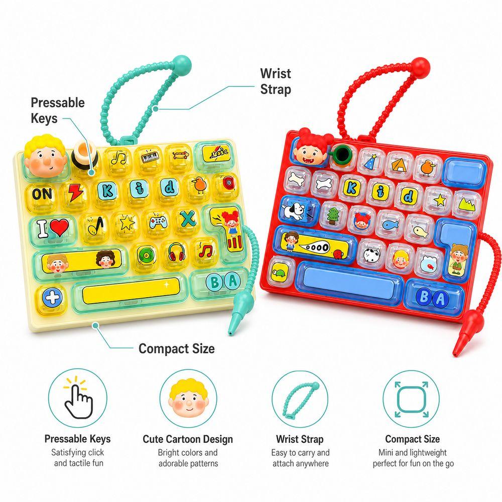 26-key Keyboard Keychain Clear Key Sounds Press Button Toy Keyboard Fidget Toy Bag Ornament