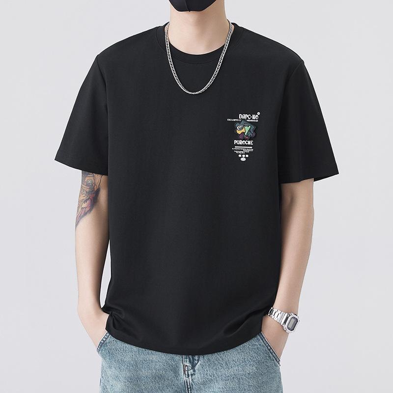 New Cartoon Printed Short T Simple Skin-friendly Short-sleeved Men's Knitted T-shirt Korean Version