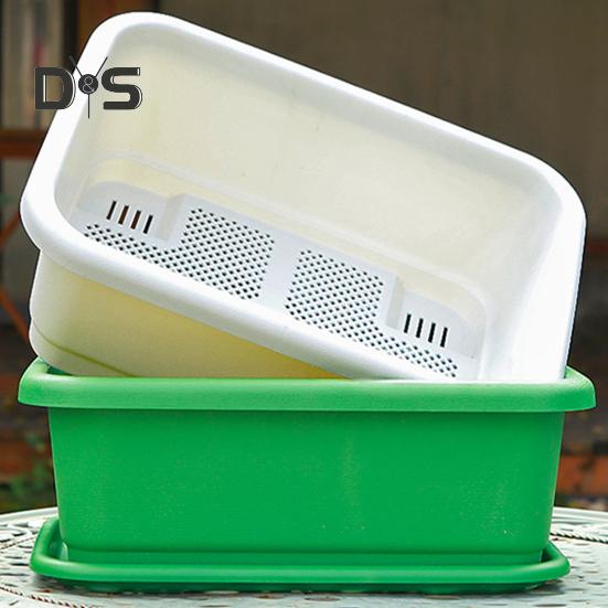 Rechteckiger Blumenkasten, Blumentopf mit Netzboden und Untersetzer, wiederverwendbarer Balkon-Pflanztopf für den Anbau von Gemüse und Blumen im Innen- und Außenbereich