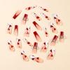 European & American Long Coffin Red White French Heart & Starburst Print Removable False Nails