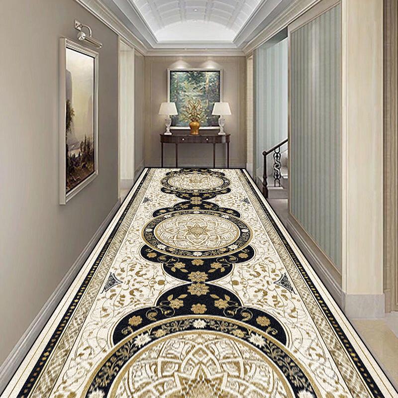 European Style Luxury Long Corridor Carpet Hotel Runners Passageway Lint-free Rug Decoration Stairs Entrance Non-slip Floor Mats