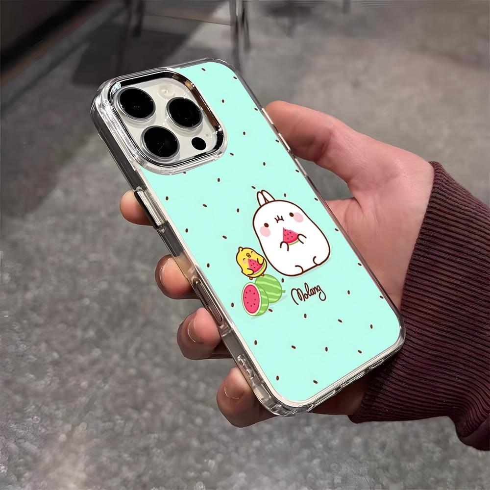 

Cartoon M-Molang Phone Case For IPhone 17 Air 16 E 15 14 13 12 11 Plus Pro Max Electroplated Transparent Soft Shell iPhone 16